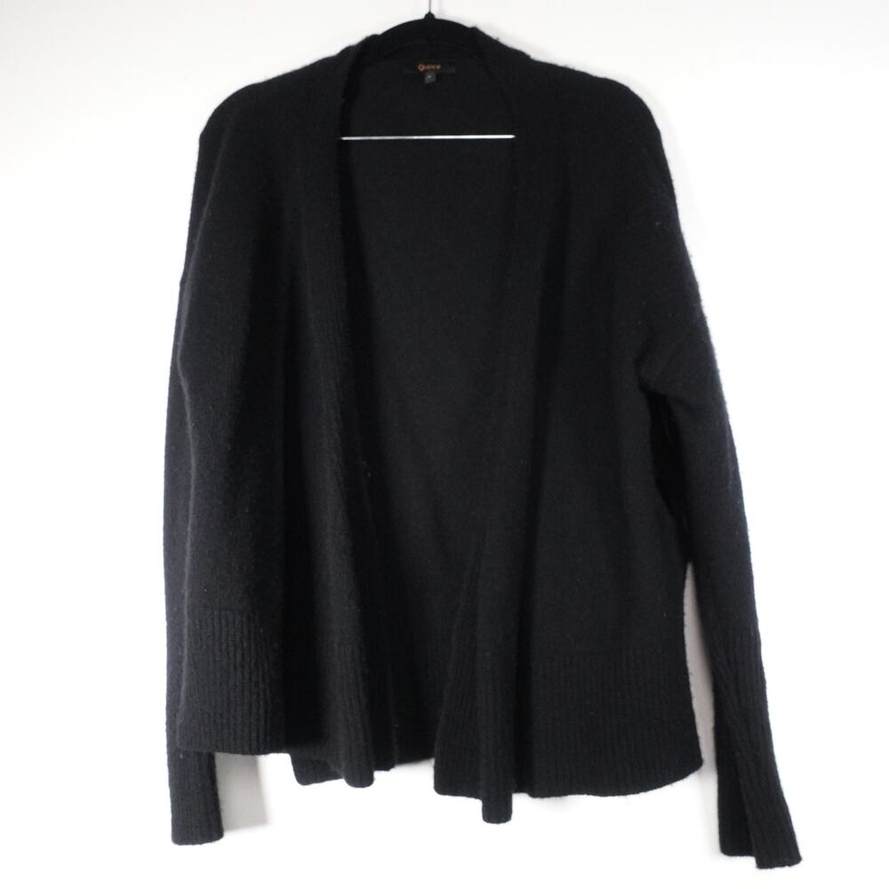 Fair No Belt* Quince Women's S Black Mongolian Cashmere Belted Wrap Sweater